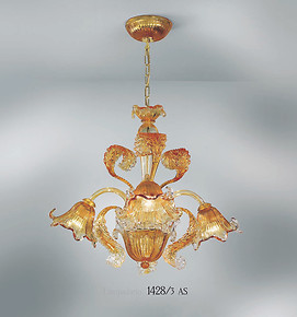 Chandelier 1428, 3 lights, submerged amber color
