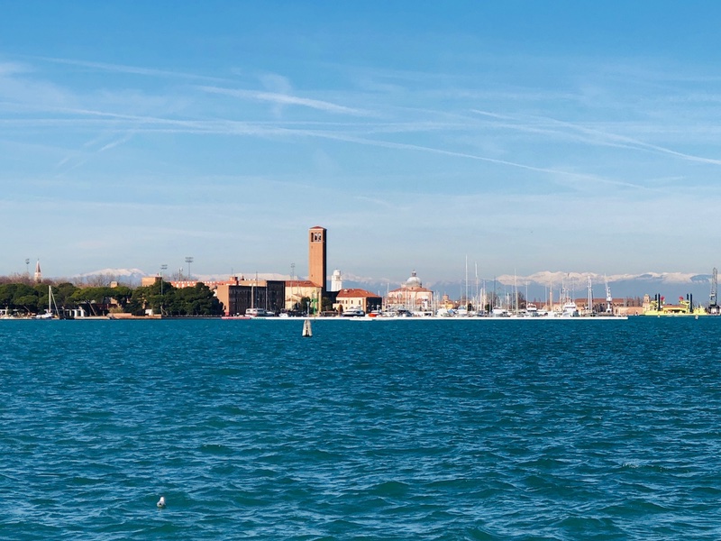 Venice lagoon seen from the Lido island
