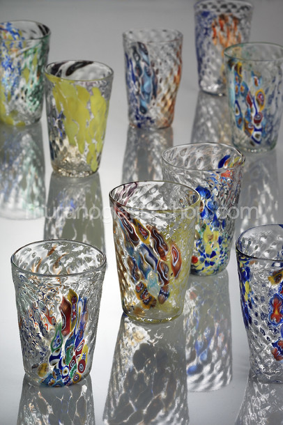 Murano-style Pastello Indented Drinking Glasses Set of 6 