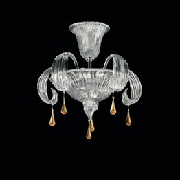 Crystal ceiling lamp with amber decoration